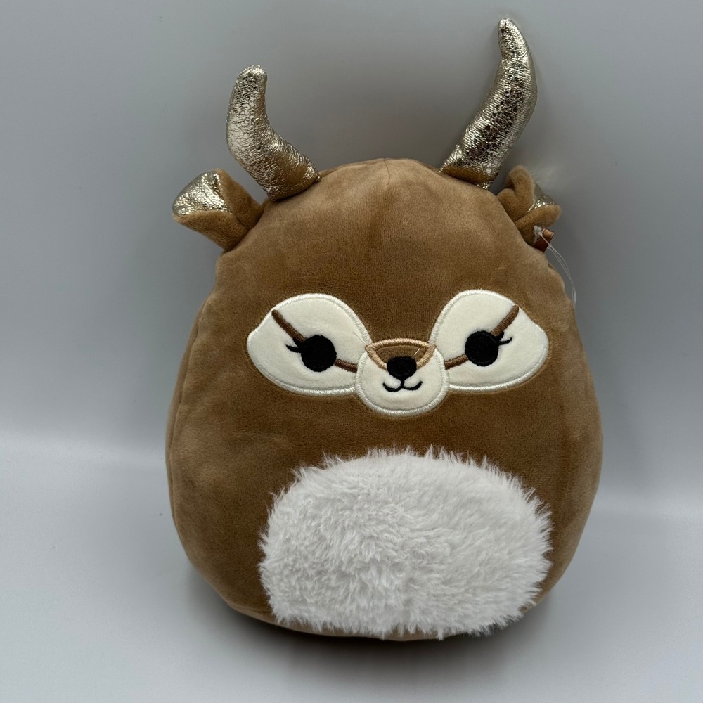Squishmallow Kieli the Antelope Brown Gold Antlers Plush Kellytoy 8 inch
